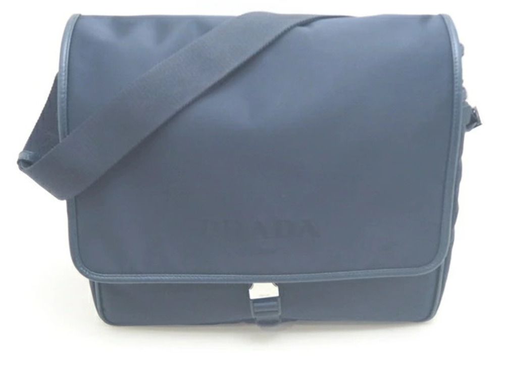 Prada Shoulder Bag Messenger Saffiano Navy Blue